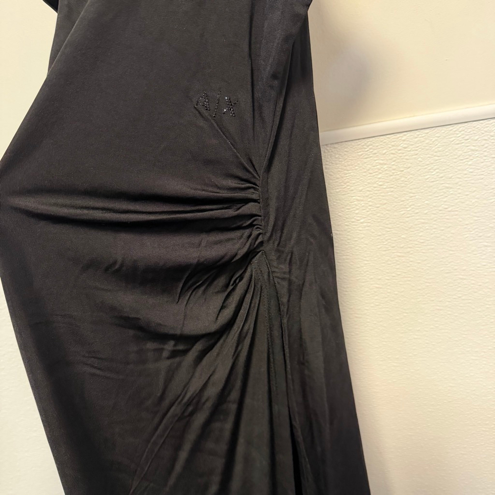Armani Exchange Black Square-Neck Midi Dress Large New NWT MSRP $140 long split - Picture 4 of 15